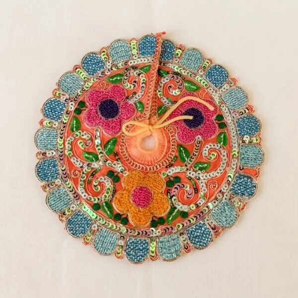 Laddu Gopal Embroidered Sequin Floral Poshak – Peach