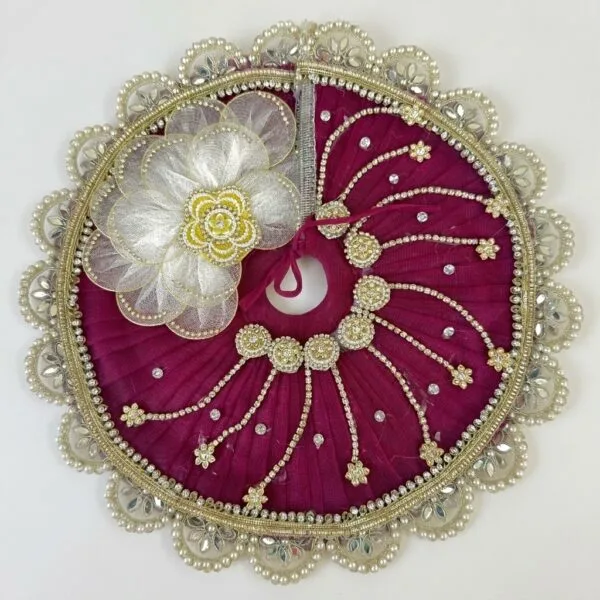 Laddu Gopal Floral Pearl Work Poshak – Maroon