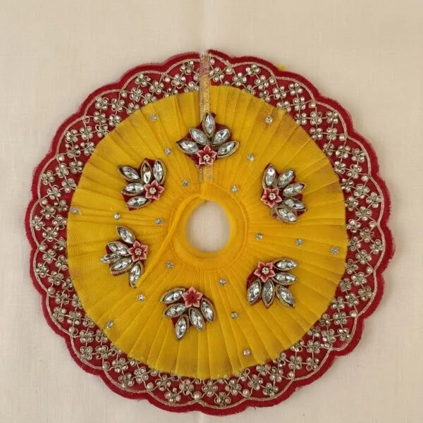 Laddu Gopal Kundan Floral Work Poshak – Yellow