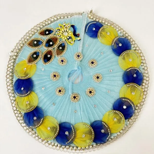 Laddu Gopal Peacock Feather Work Poshak – Sky Blue
